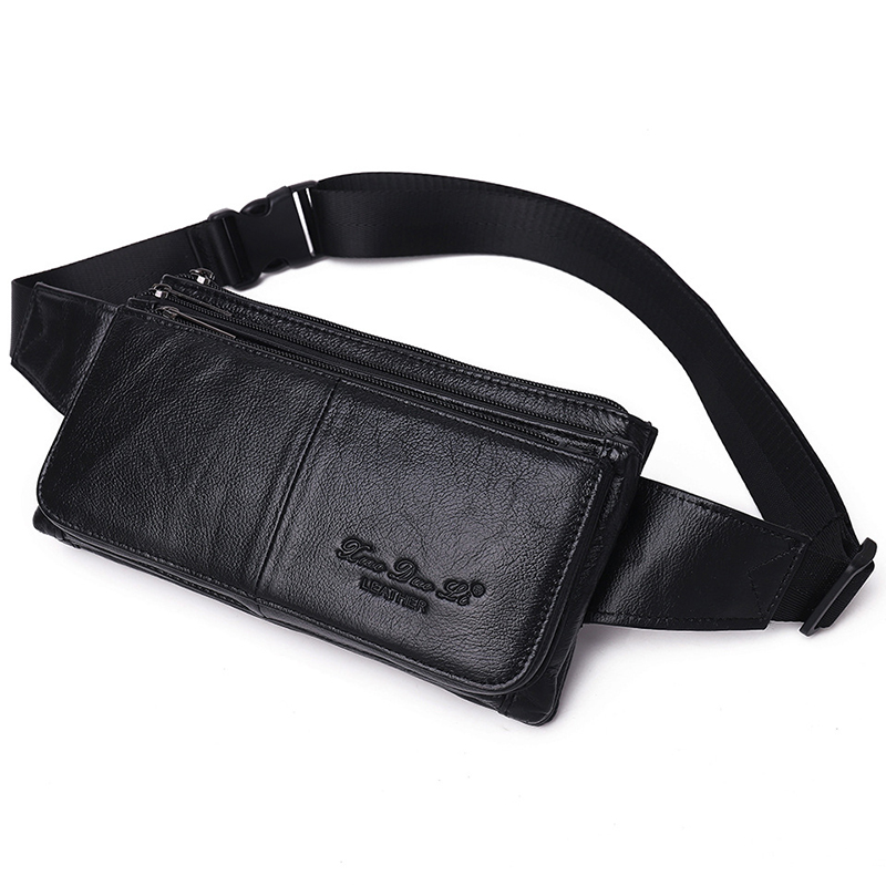 Men Accessories Pack - حقيبة خصر رجالية من الجلد الطبيعي،