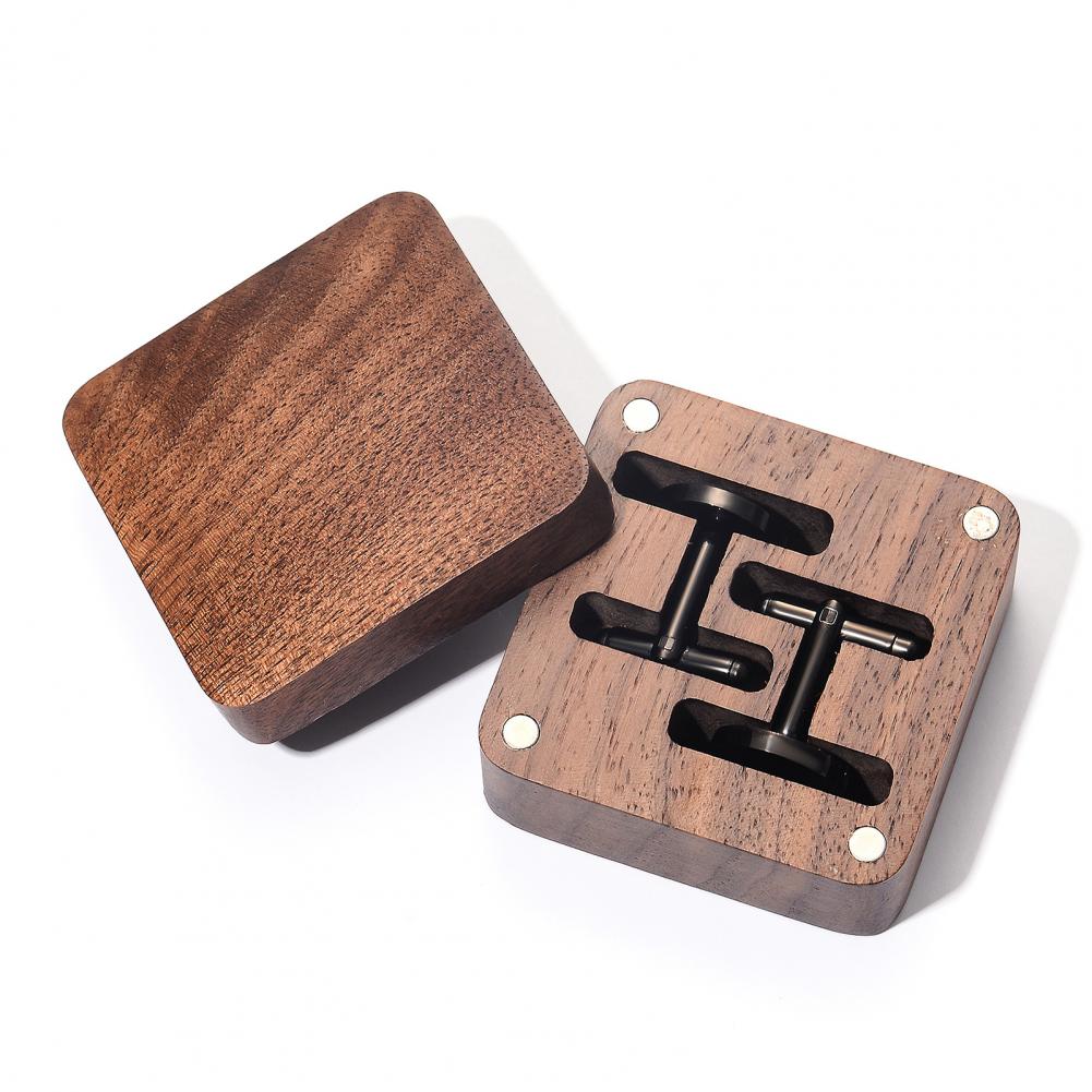 Men Accessories Gift Box - صندوق أزرار أكمام من خشب الجوز،