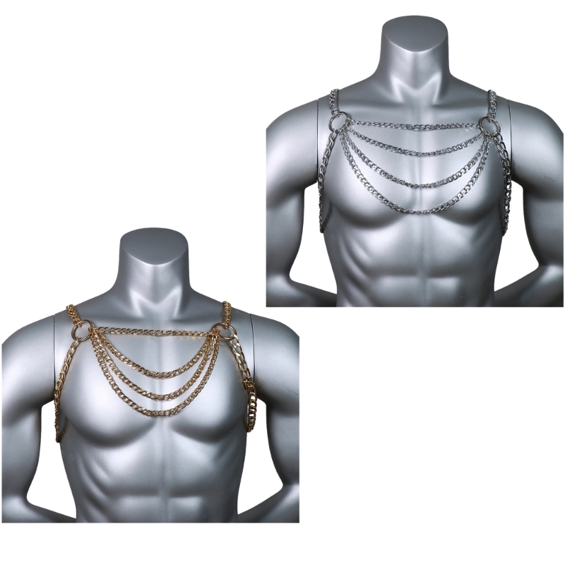 Men Accessories Chain - الرجال مثير الجسم المعدني الصدر سلسلة