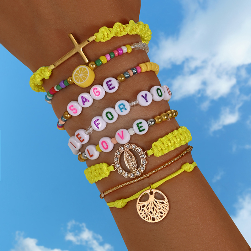 Men'S Accessories Jewelry Sale - البوهيمي الأصفر الإبداعية قلادة بحرف سوار