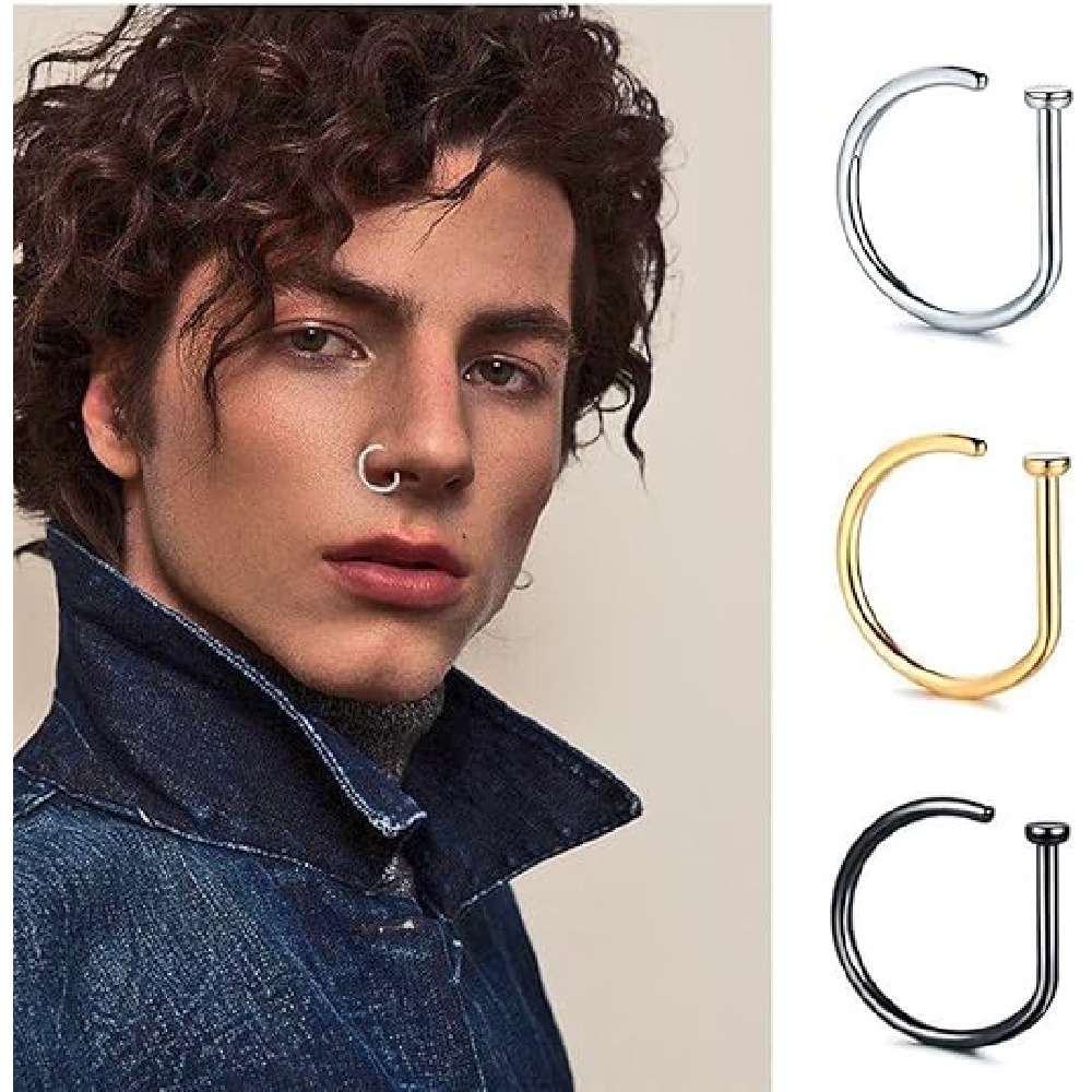 4 قطع من حلقات الأنف على شكل ح - مراجعة Men Accessories Pack وسعره