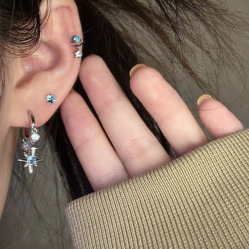جديد Y2K الأزرق الزركون ستار ش - مراجعة Men'S Accessories Jewelry Sale وسعره